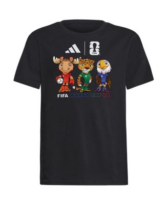 adidas - Big Boys and Girls Black FIFA World Cup Gear 2026 FIFA World Cup Mascot T-Shirt