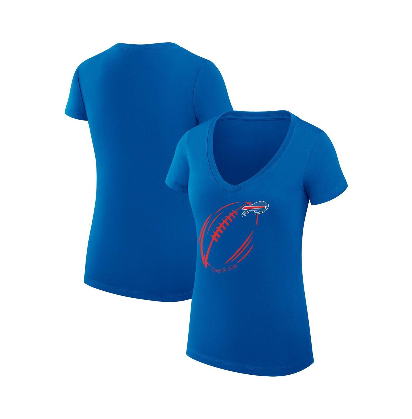 Женская футболка G-III 4Her by Carl Banks Royal Buffalo Bills Super-Slim Fit Lightweight Subtle Football V-Neck — фото 1