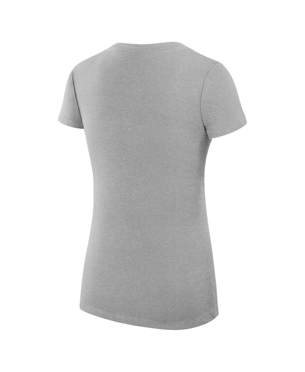 G-iii 4Her by Carl Banks Women's Heather Gray Philadelphia Eagles Super-Slim Fit Lightweight Collage Team V-Neck T-Shirt