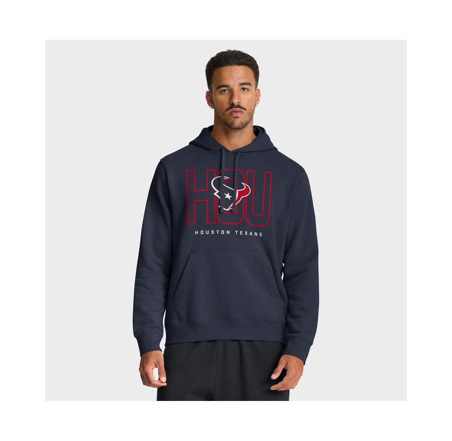 Men's Navy Houston Texans Busted Play Club Fleece Pullover Hoodie