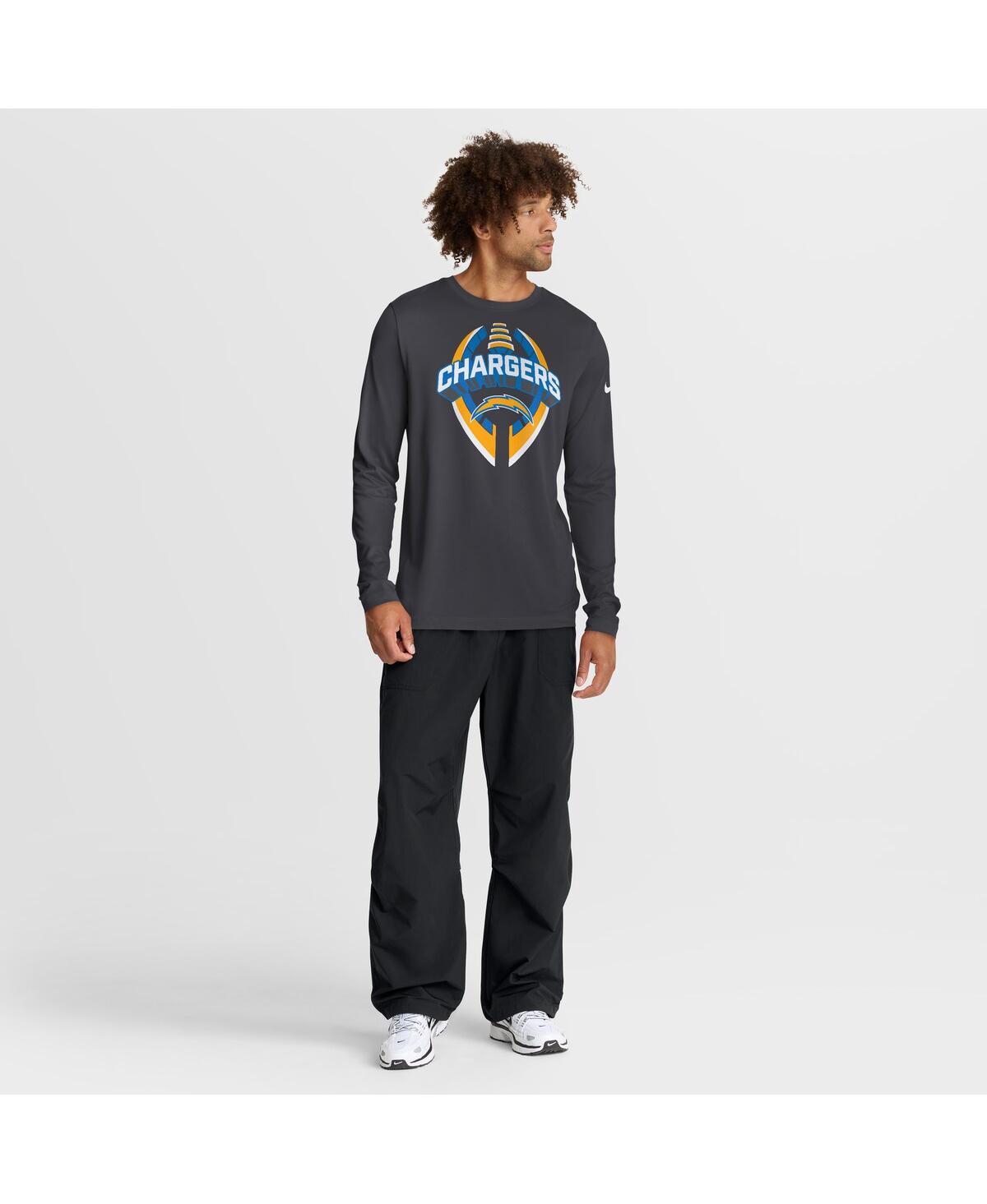 Nike Men's Anthracite Los Angeles Chargers Primetime Legend Icon Performance Long Sleeve T-shirt In Gray