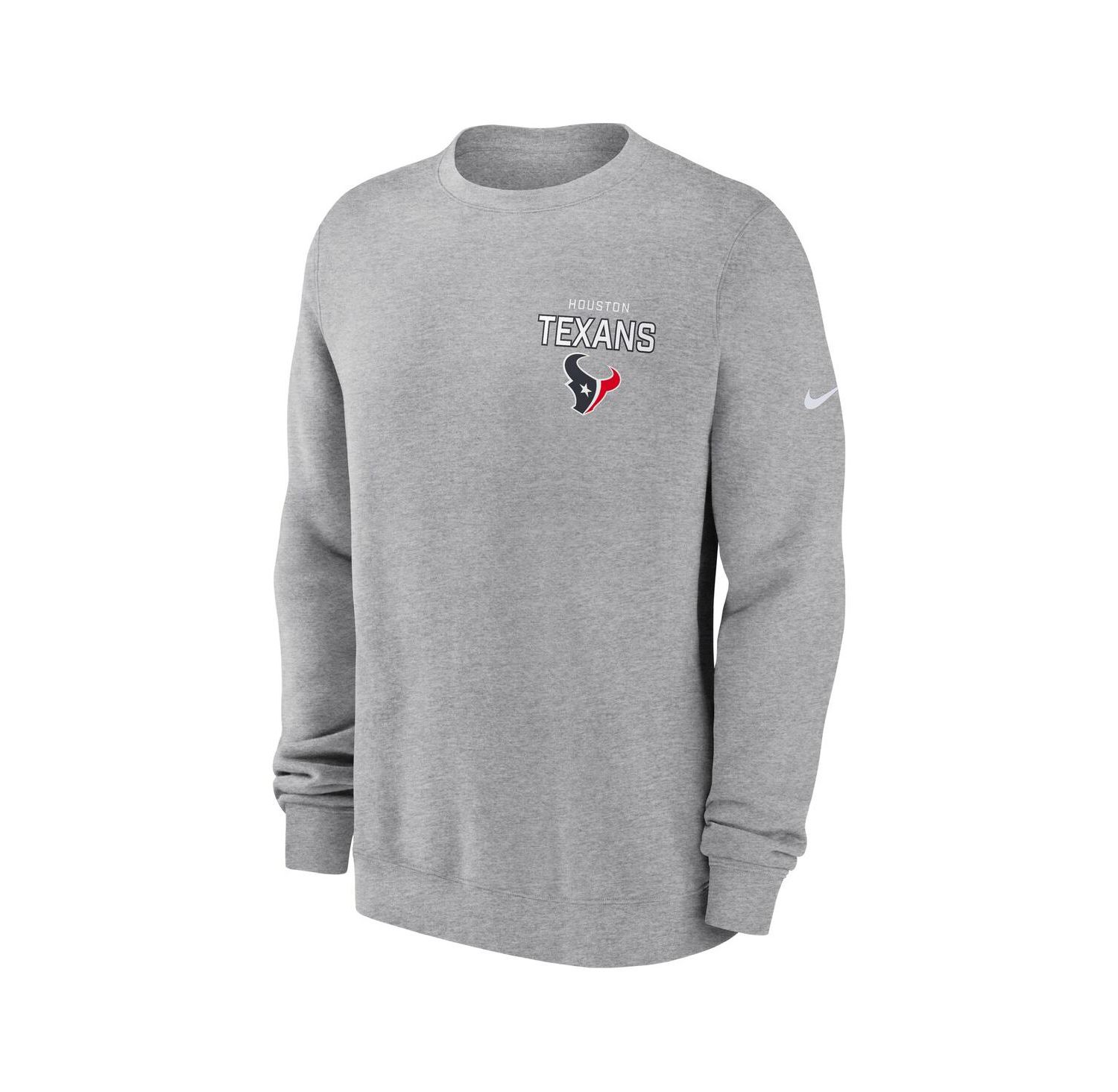 Men's Heather Gray Houston Texans Primetime Club Fleece Pullover Sweatshirt