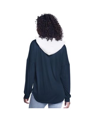 Women's Navy New Orleans Pelicans Bench Player Oversized Long Sleeve Hooded Top