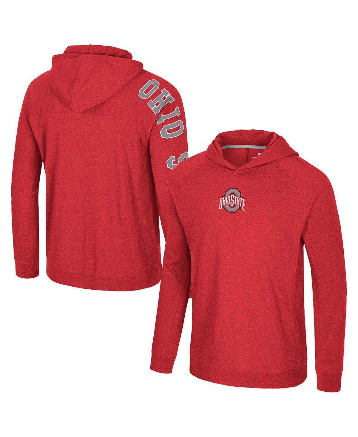 Colosseum Men's Scarlet Ohio State Buckeyes Back Business Long Sleeve Raglan Hooded T-Shirt