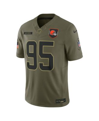 Men's Myles Garrett Olive Cleveland Browns 2025 Salute to Service Limited Jersey