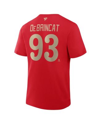 Men's Alex DE Brincat Red Detroit Red Wings Centennial Authentic Stack Name Number T-Shirt