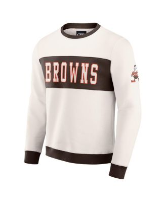 Darius Rucker Collection by Men's Cream Cleveland Browns Color Block Crewneck Sweatshirt