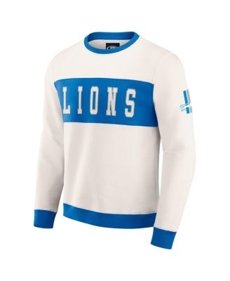 Darius Rucker Collection by Men's Cream Detroit Lions Color Block Crewneck Sweatshirt