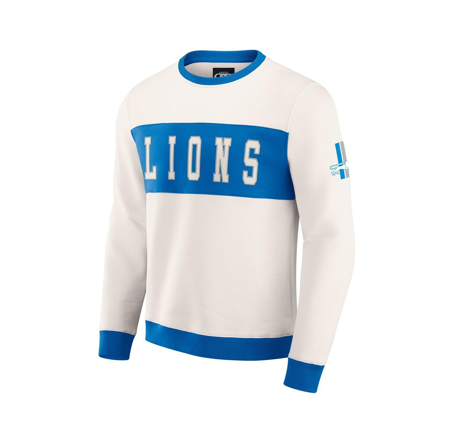 Darius Rucker Collection by Men's Cream Detroit Lions Color Block Crewneck Sweatshirt