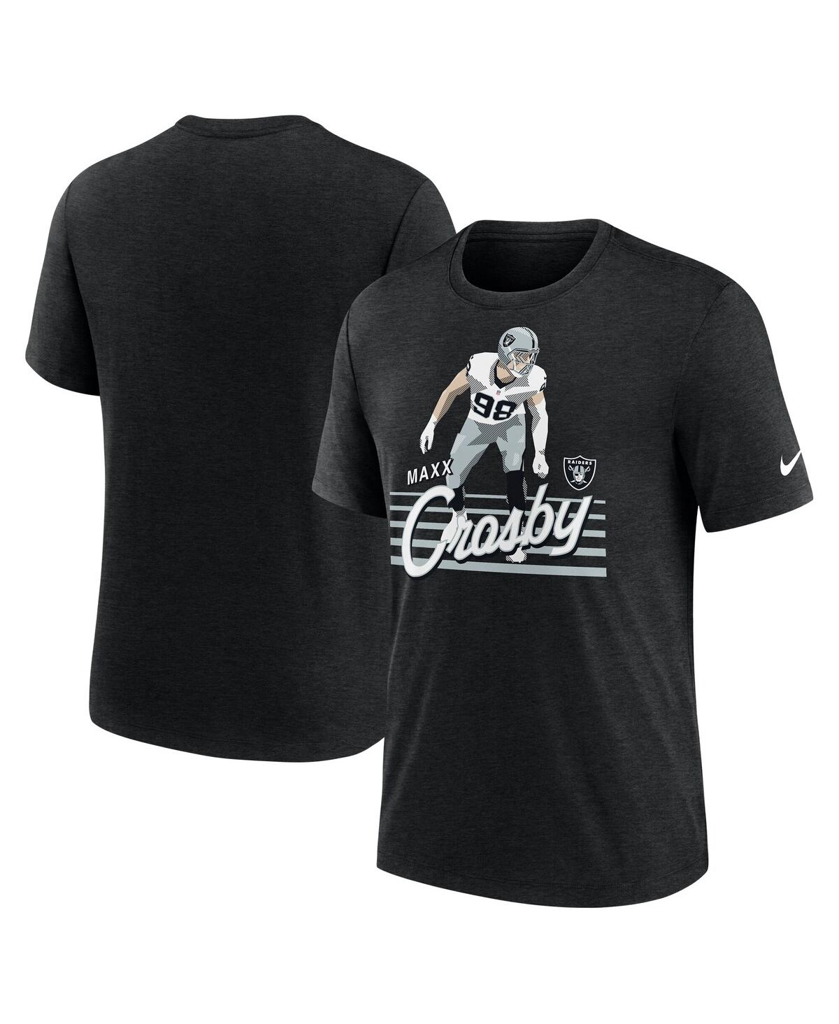 Nike Men's Maxx Crosby Heather Black Las Vegas Raiders Player Graphic T-shirt In Black