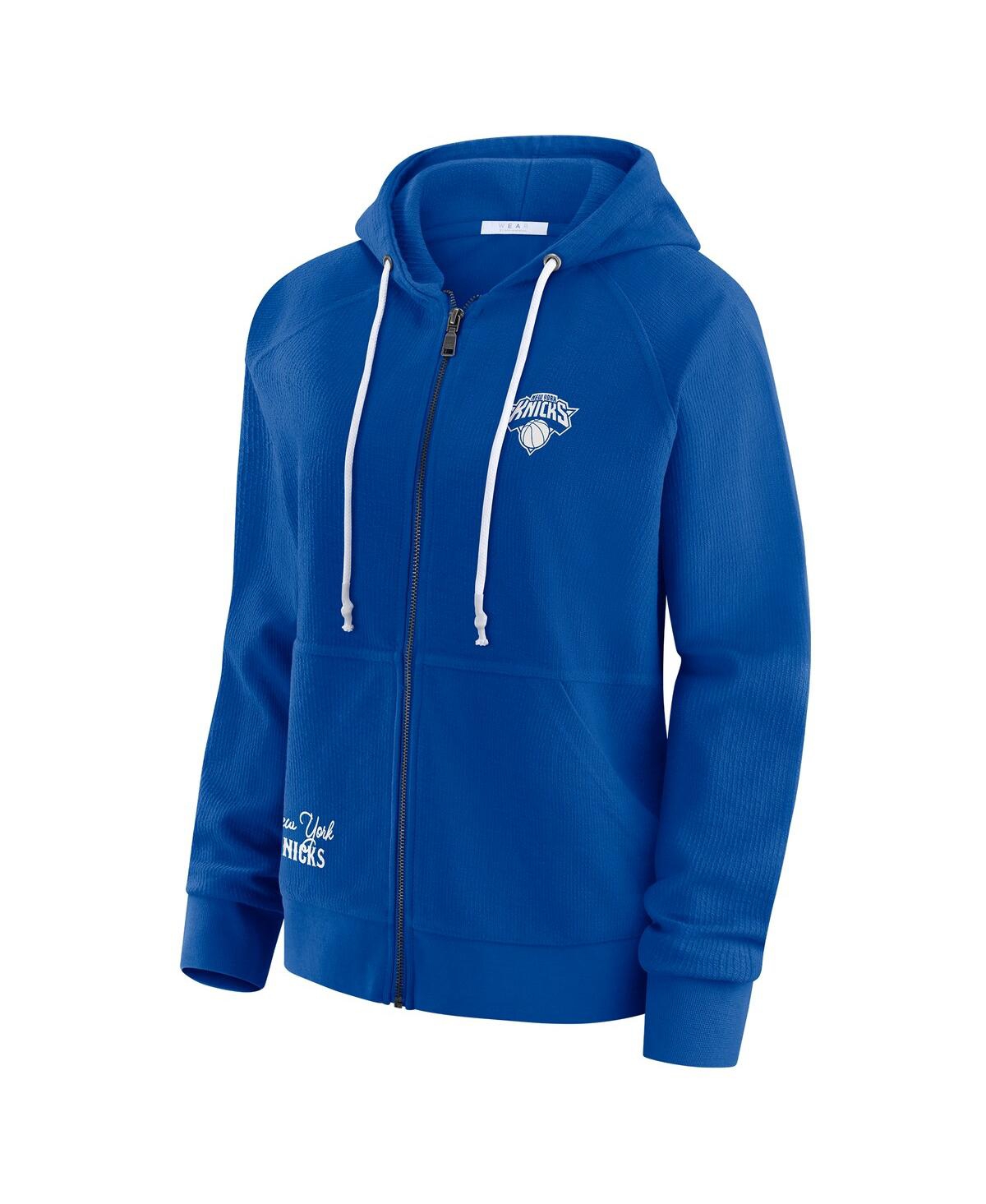Wear By Erin Andrews Women's Royal New York Knicks Vintage Full-zip Raglan Hoodie In Blue