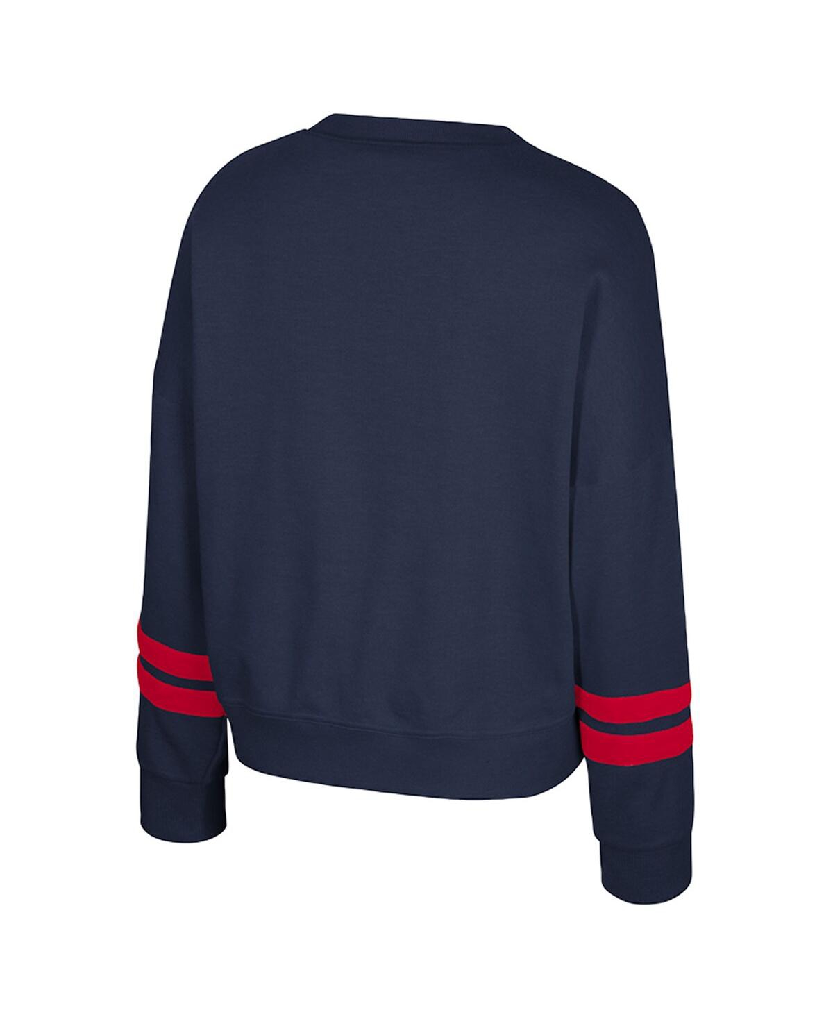 Colosseum Women's Navy Arizona Wildcats Splashy Crewneck Fleece Sweatshirt