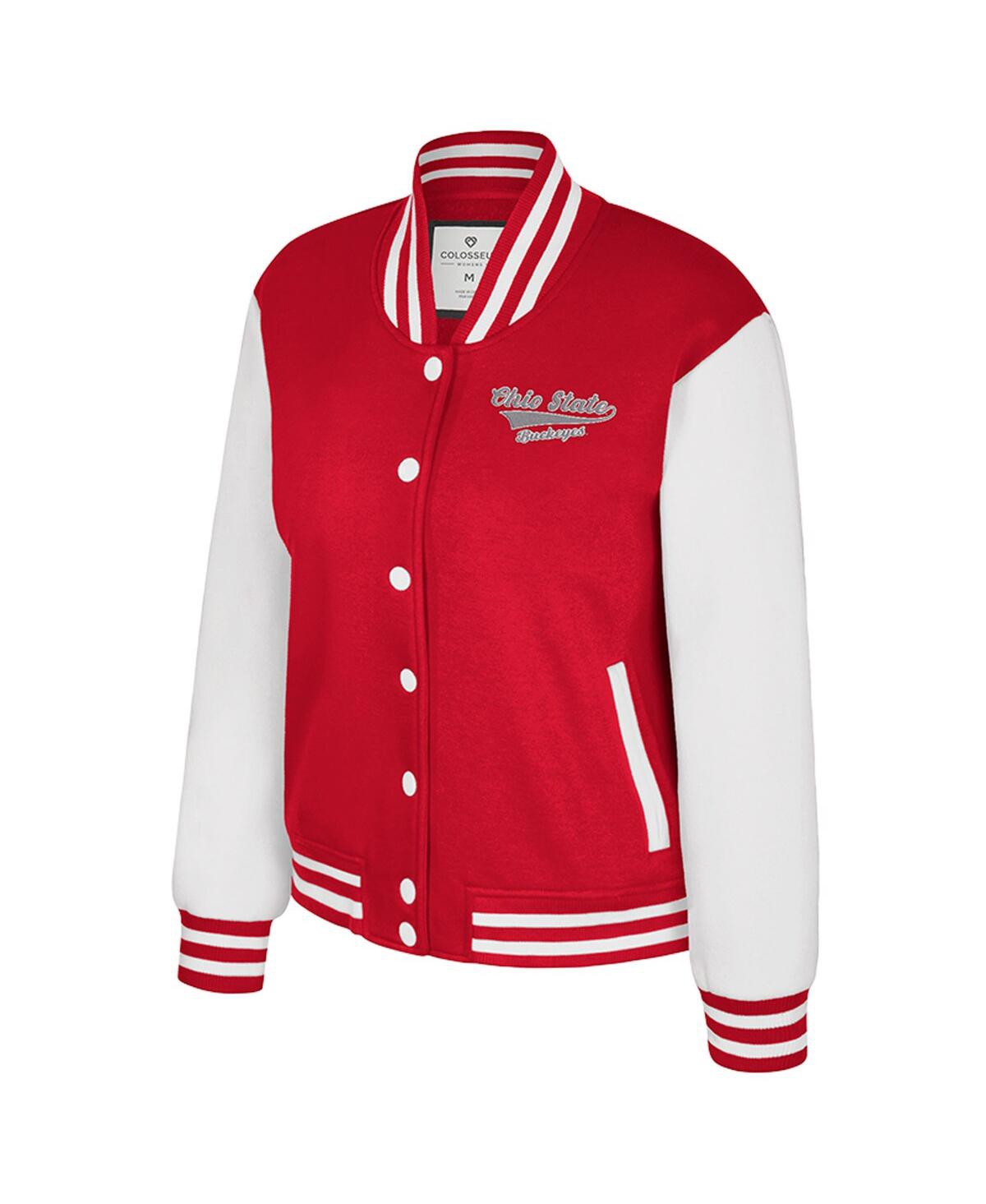Colosseum Scarlet Ohio State Buckeyes French Baguette Full Snap Fleece Jacket In Red