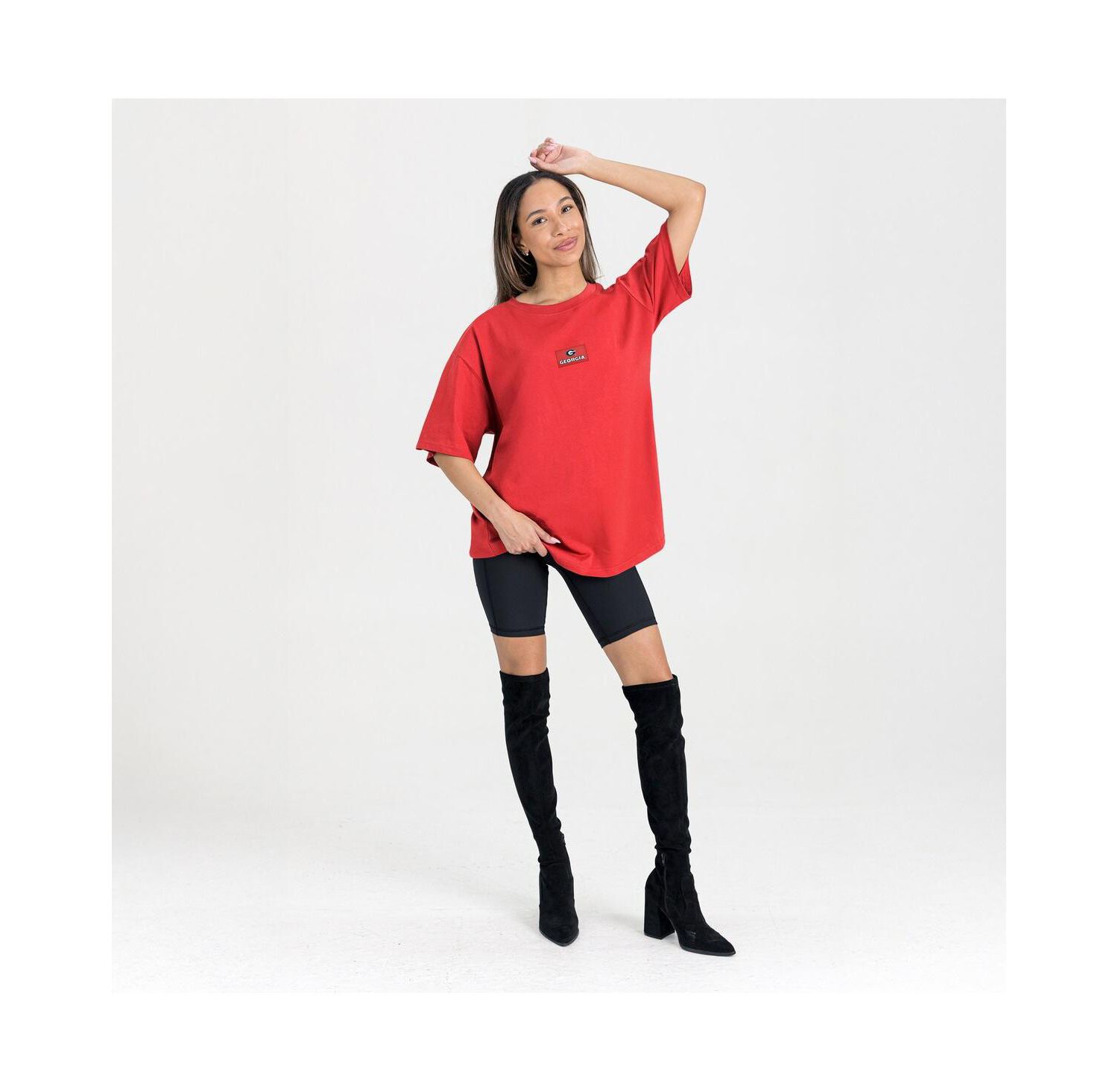 Women's Red Georgia Bulldogs Oversized Back at Ya T-Shirt