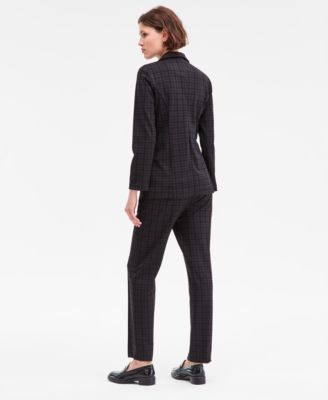 Los Angeles Women's Plaid Jacquard Knit Boyfriend Blazer, Sleeveless Rib-Knit Top & Gemma Plaid Jacquard Knit Pants