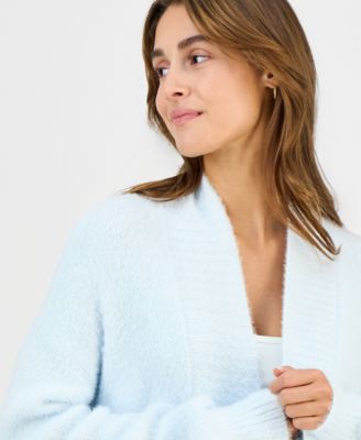 Juniors' Open-Front Eyelash Cardigan
