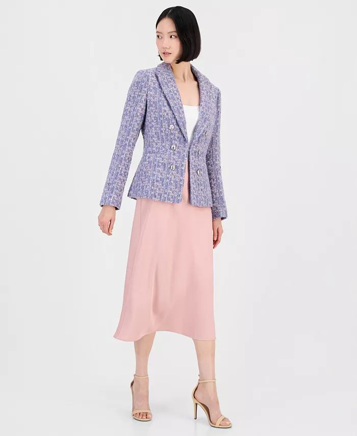 Women's Metallic Boucl&eacute; Peak Lapel Blazer - thumbnail 2