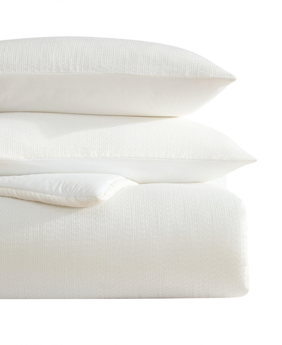 Vera Wang Threaded Basketweave Cotton 3-pc. Comforter Set, King In White