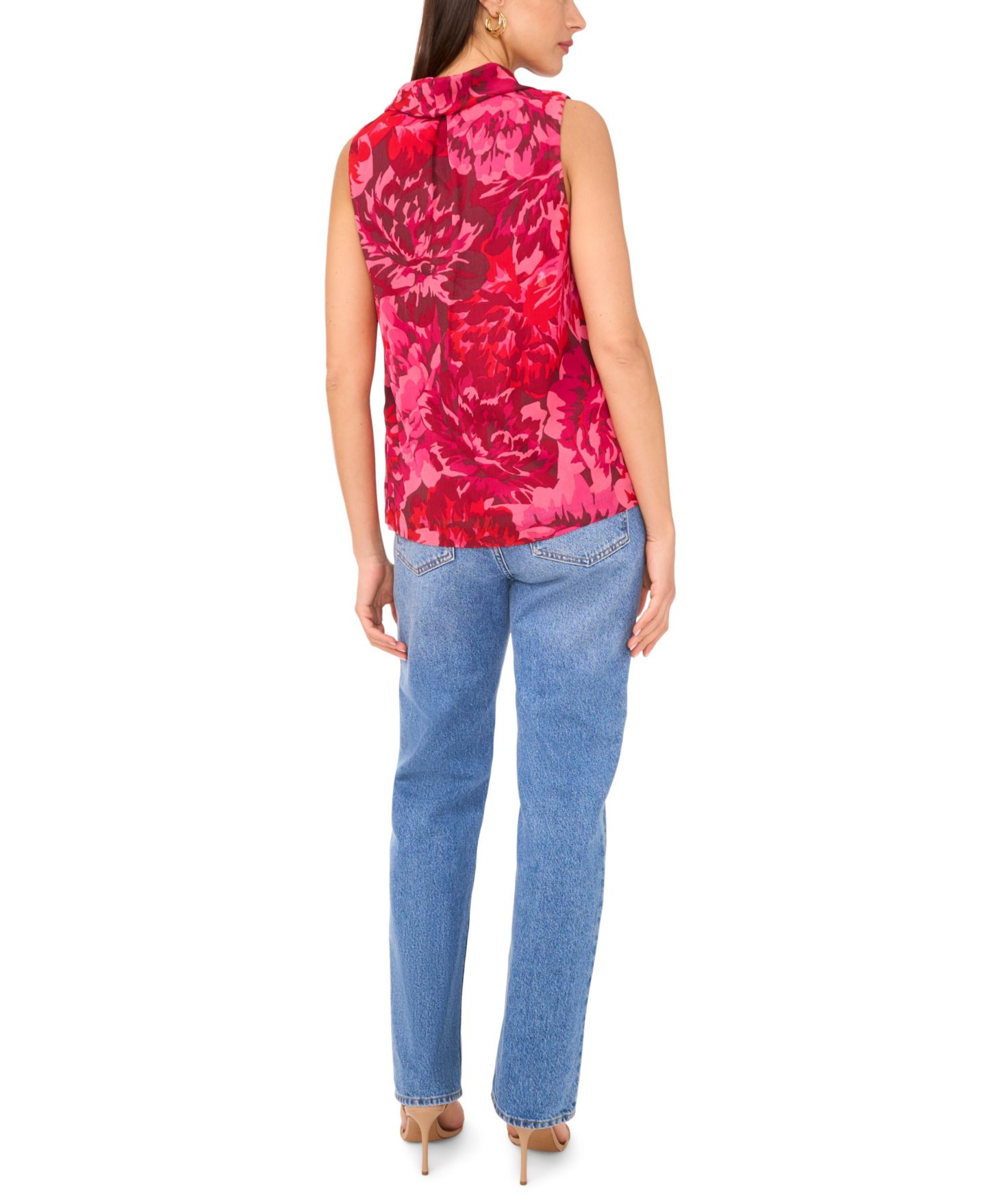 Женский топ Vince Camuto Floral Print Sleeveless, цвет: Мерло красный — фото 2