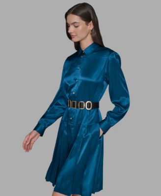 Women's Collared Belted Shirt Dress