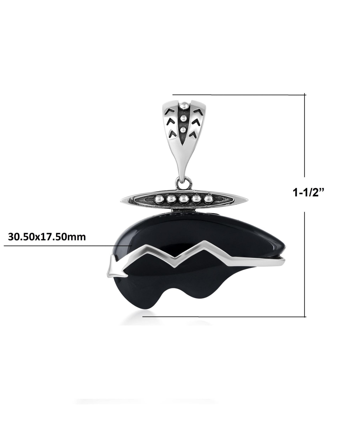 American West Jewelry Sterling Silver Black Onyx Bear Pendant Enhancer