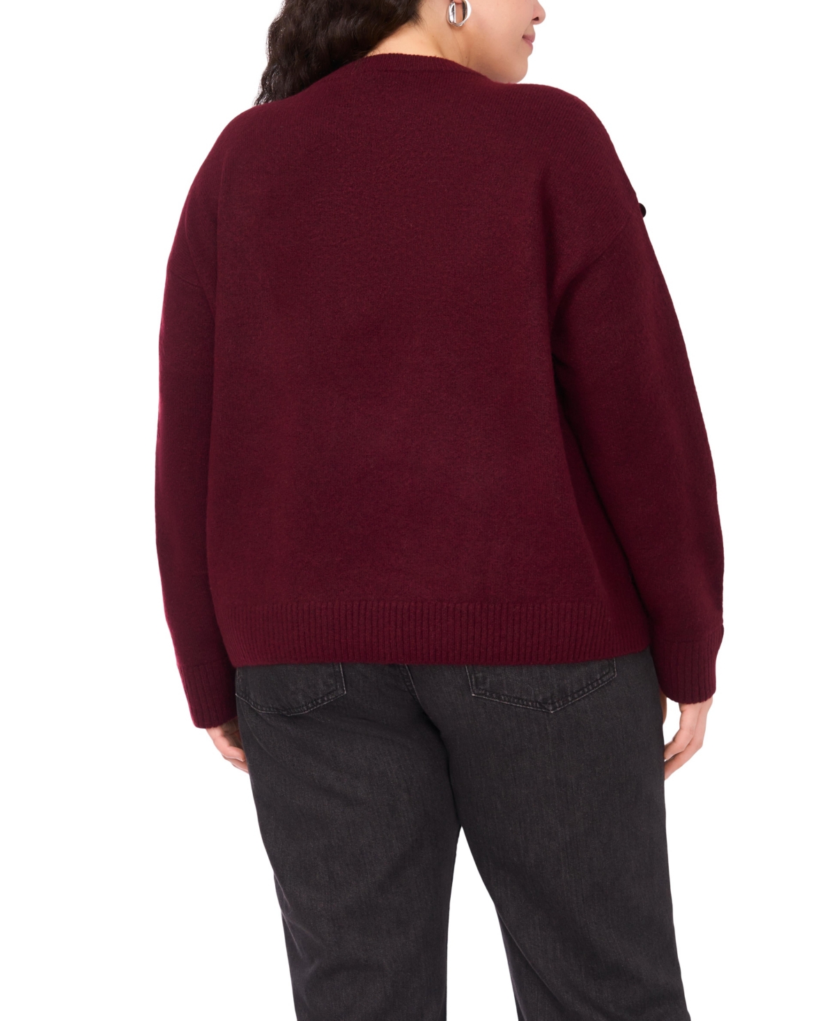 Vince Camuto Plus Size Multi Paillette Crewneck Sweater In Burgundy