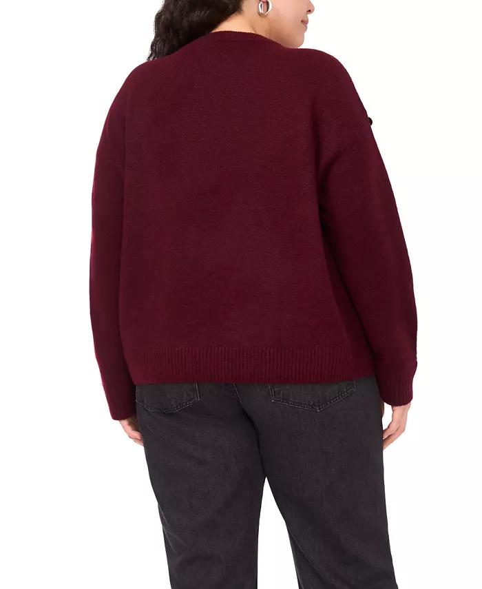 Plus Size Crewneck Paillette Sequin Long-Sleeve Sweater - thumbnail 3