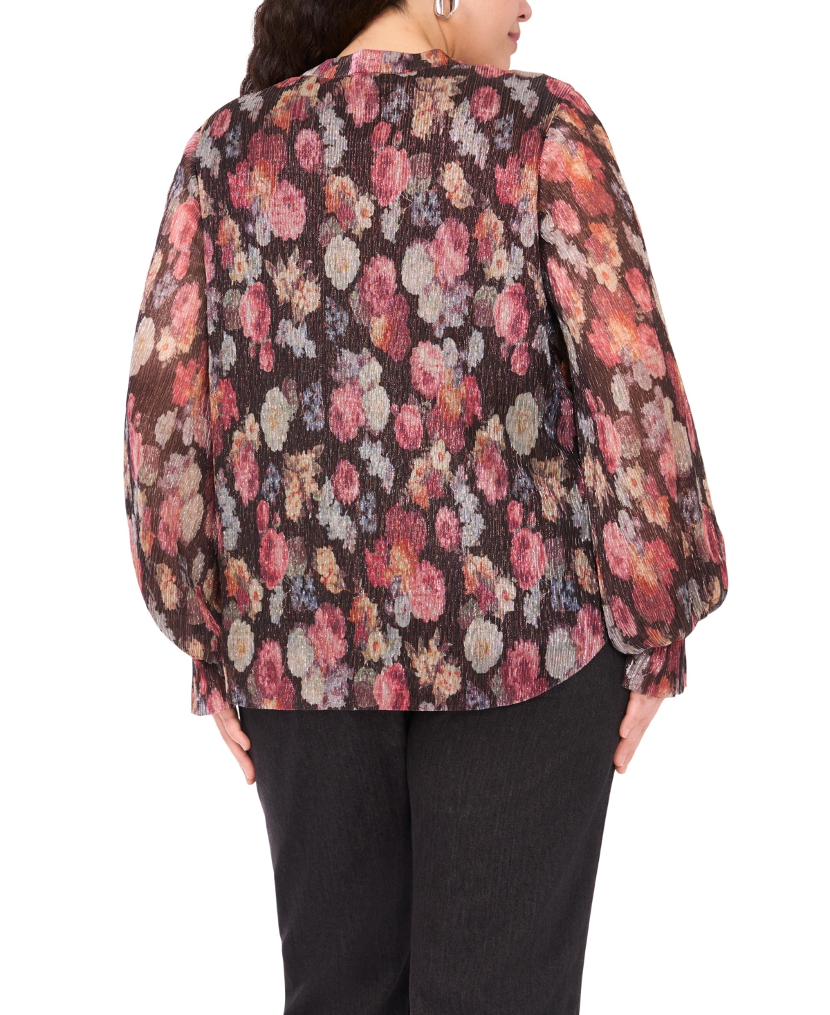 Vince Camuto Plus Long-Sleeve V-Neck Top