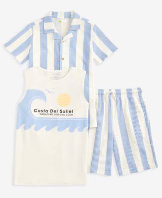 Epic Threads - Boys 5-20 3-Pc. Striped Shirt, Tank Top & Shorts Set