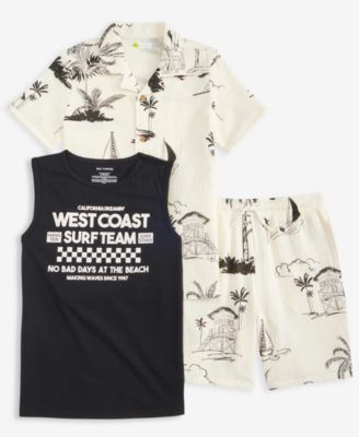 Epic Threads - Boys 5-20 3-Pc. Gauze Resort Shirt, Tank Top & Shorts Set