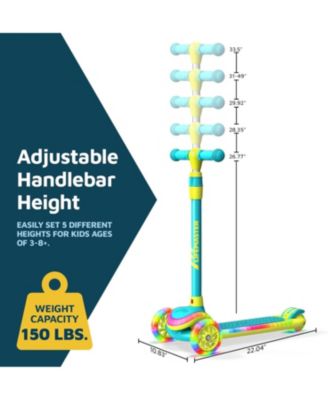 3-wheel kids scooter with light-up deck & wheels, 5-height handlebar, anti-slip deck & 150 lbs support—fun & safe ride for ages 3