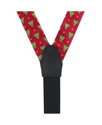 Men's Oh Christmas Tree Novelty Silk Button End Suspenders