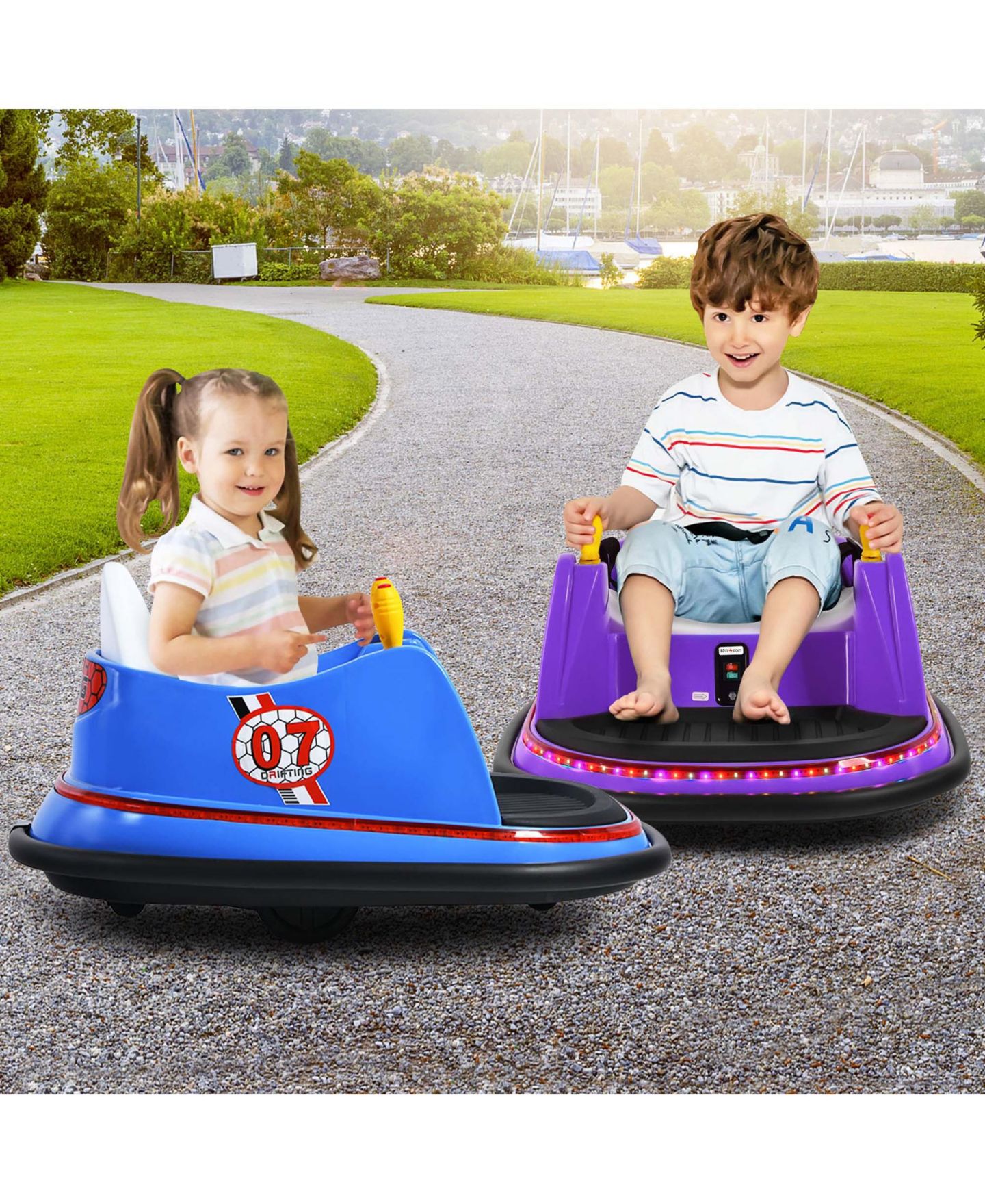 Детская игрушка Costway 12V 360° Spin Remote Control Ride-On Bumper Car, 44 lb. Capacity, Ages 2-5, цвет: Синий — фото 4