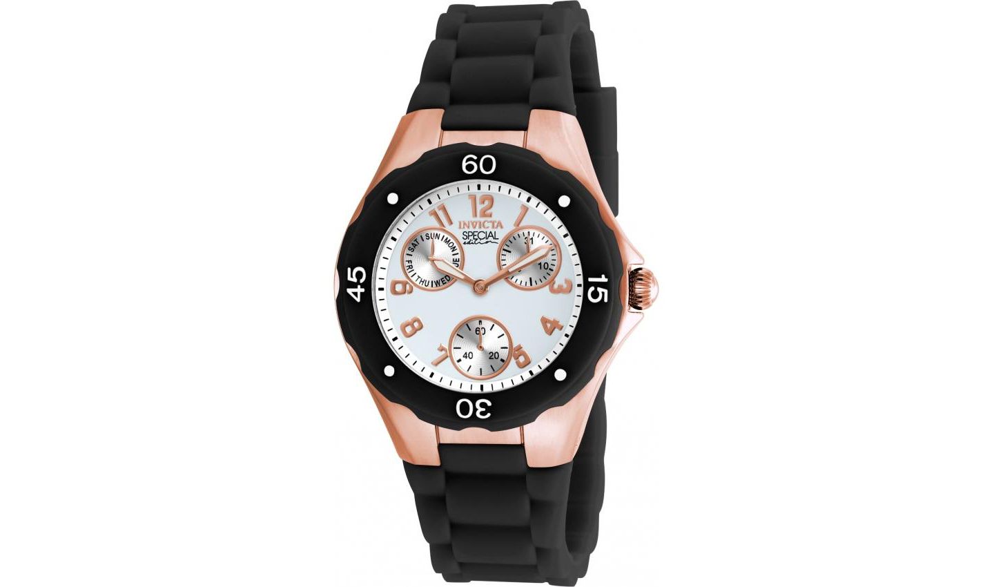 Женские часы Invicta 18799 Angel Quartz Chronograph White Dial, цвет: Чёрный — фото 1