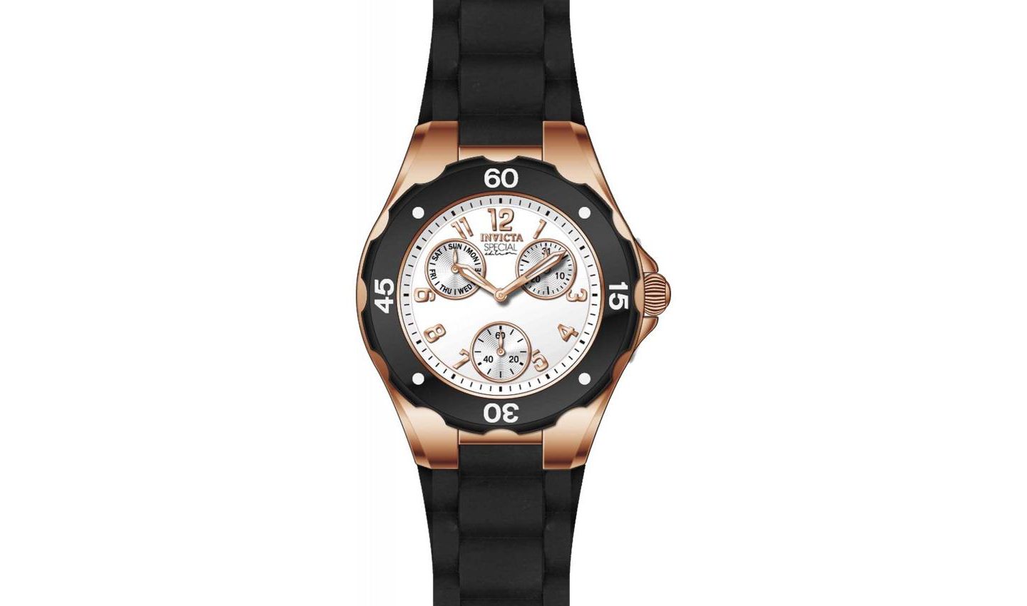 Женские часы Invicta 18799 Angel Quartz Chronograph White Dial, цвет: Чёрный — фото 3