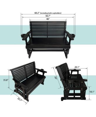 Patio Glider with Cup Holders, High Roll Back and Deep Contoured Seat,Heavy Duty 800 Lb