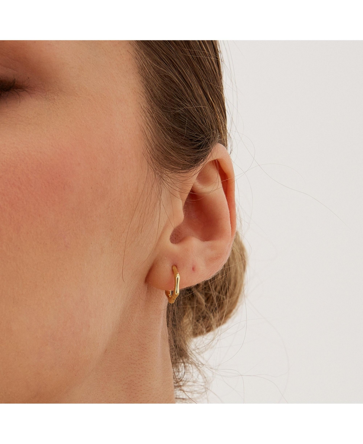 Bone Shape Hexagonal Huggie Hoop Earrings Sterling Silver