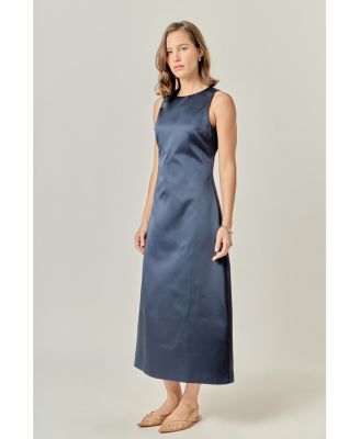 Women's Satin Sleeveless Midi Dress