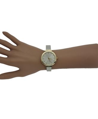 Two Tone Shiny Face Textured Bangle Watch