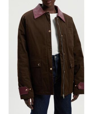 Quilted Contrast Collar Barn Jacket