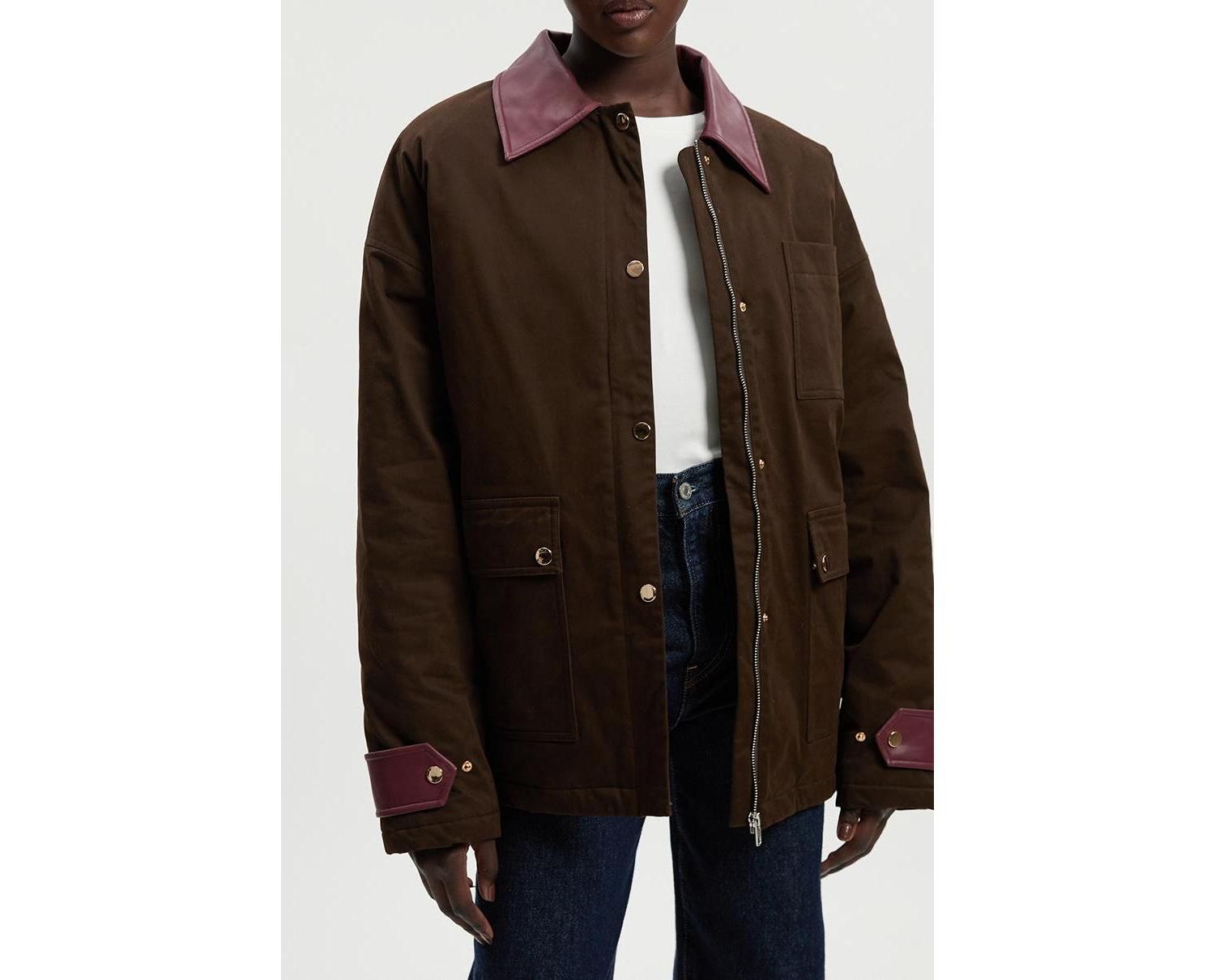 Quilted Contrast Collar Barn Jacket