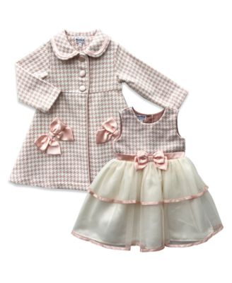 Blueberi Boulevard - Baby Girls 2-Piece Houndstooth Coat and Dress Set