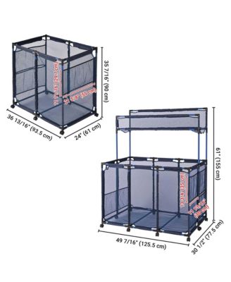 2 Pack Mesh Pool Toy Storage Bin Rolling Cart w/ Noodle Holder Organizer