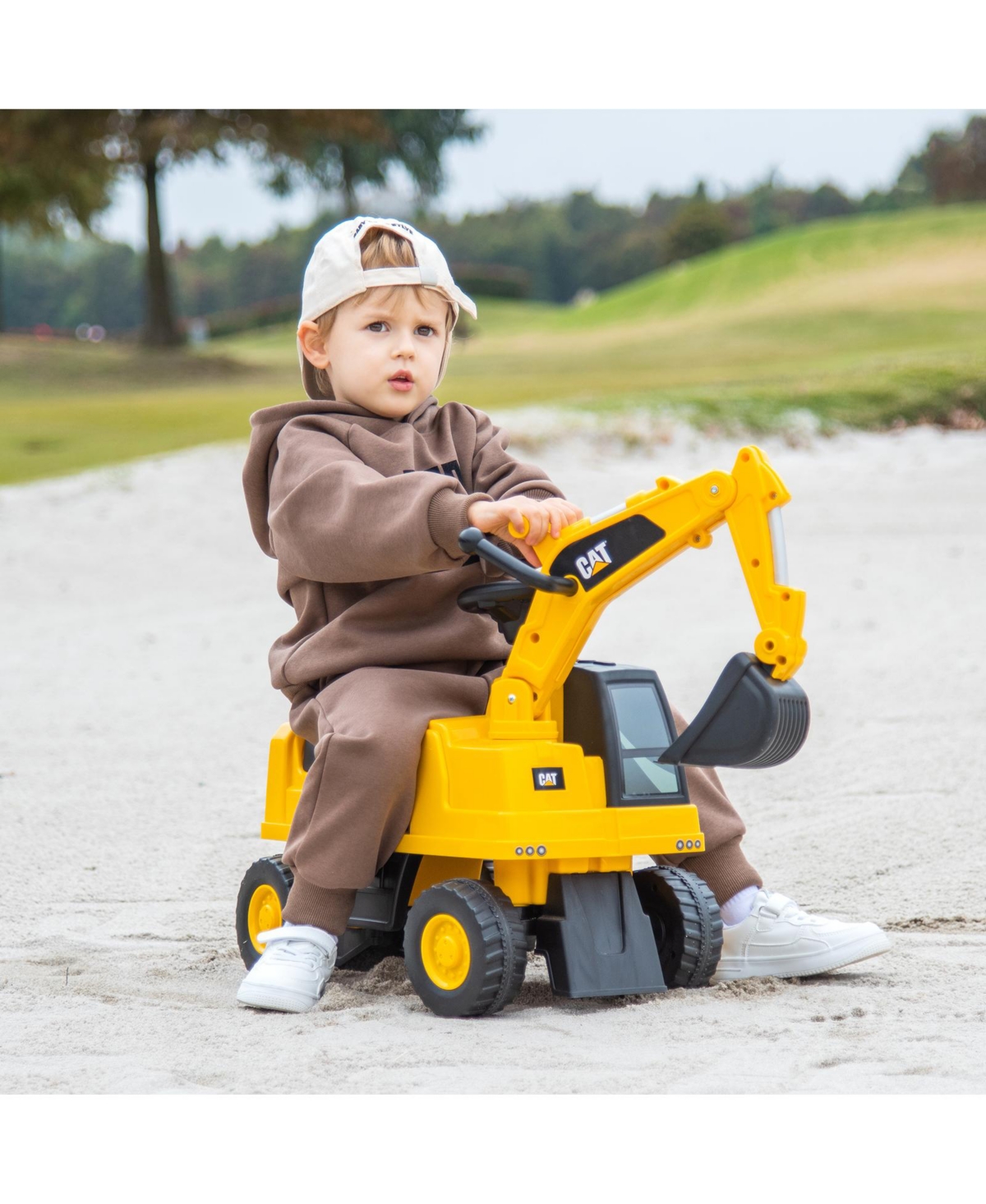 Licensed Caterpillar Kids Rid-On Digger Excavator Toy with Digging Bucket & Storage