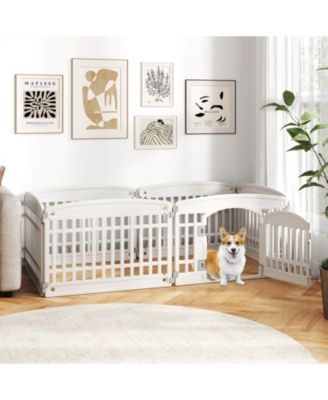 Panel Plastic Dog Playpen with Lockable Gate for Small & Medium Sized Dogs