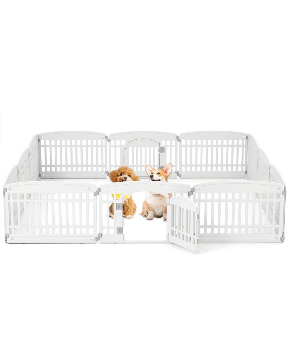 Panel Plastic Dog Playpen with Lockable Gate for Small & Medium Sized Dogs