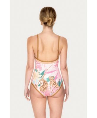 Women's Blush Jungle Reversible V-Neck One-Piece Swimsuit