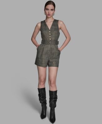 BCBG - Women's Belted Tweed Romper