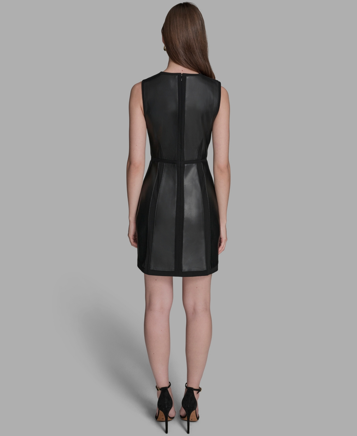 Bcbg Faux Leather Mixed Media Minidress In Black