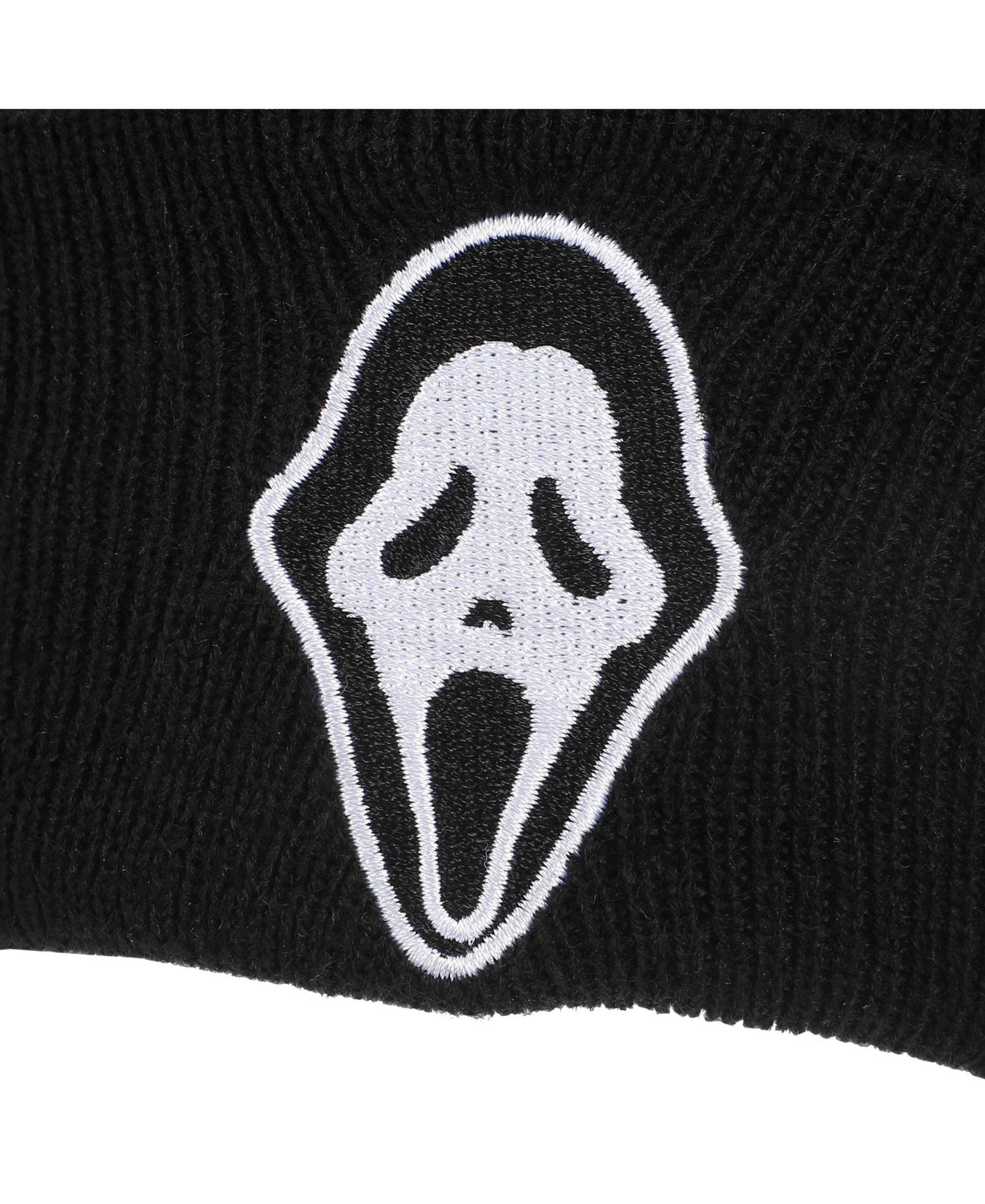 Men's Embroidered Face Logo On Black Cuff Beanie